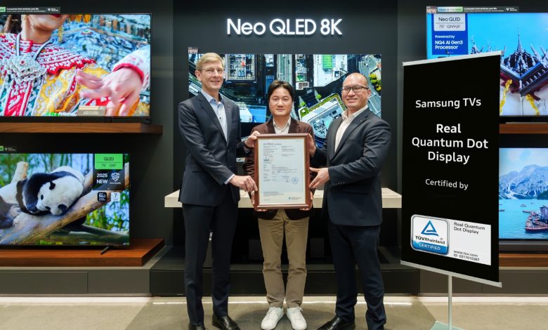 شاشات QLED من سامسونج تحصل على شهادة Real Quantum Dot Display من TÜV Rheinland