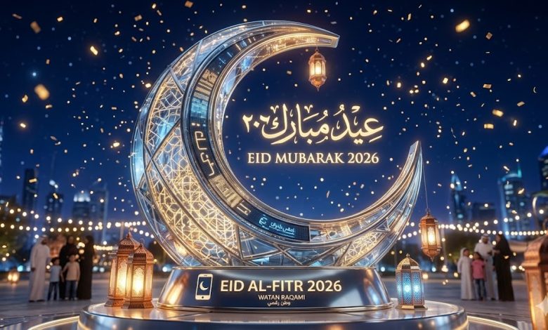 اصنع تهنئة عيد الفطر 2026 بالاسم والصورة