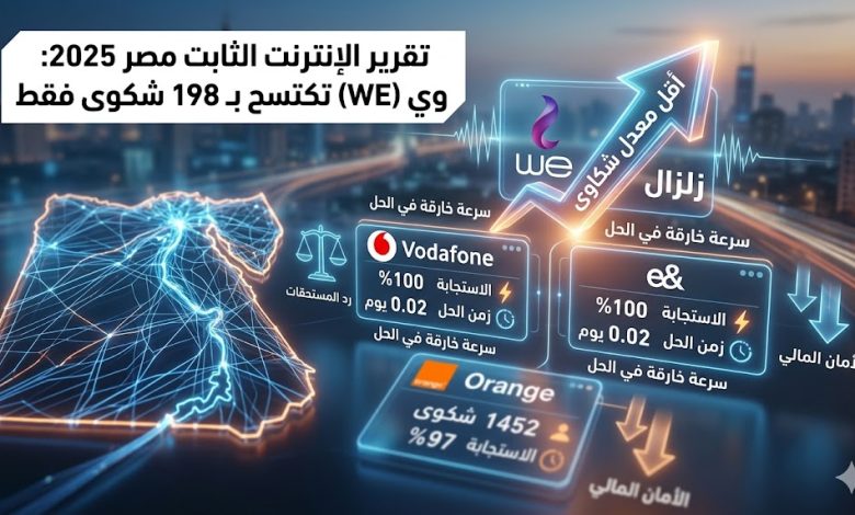 تقرير الإنترنت الثابت 2025: مقارنة أداء وي، فودافون، اورنج، وإي آند