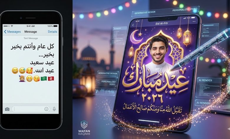 صمم تهنئة عيد الفطر 2026 بصورتك في ثوانٍ