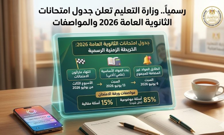 جدول امتحانات الثانوية العامة 2026: المواعيد الرسمية ومواصفات الأسئلة