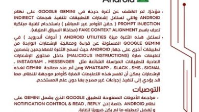 الجهاز القومي لتنظيم الاتصالات يصدر تنبيهًا أمنيًا عاجلًا بشأن ثغرة خطيرة في Gemini