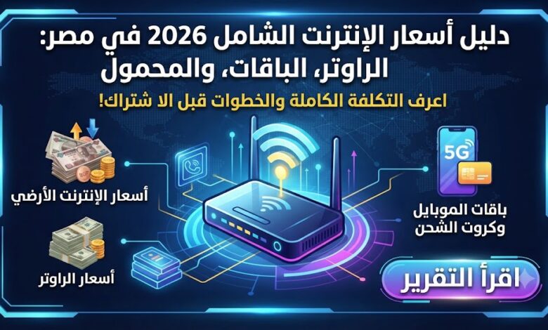 أسعار الإنترنت الأرضي والراوتر وباقات المحمول 2026