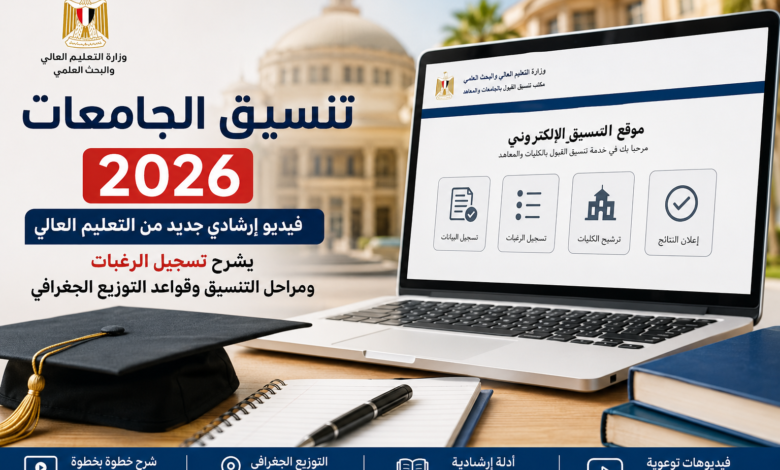 استعدادًا لتنسيق الجامعات 2026.. التعليم العالي تنشر فيديو إرشادي يشرح تسجيل الرغبات ومراحل التنسيق