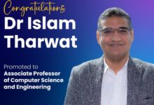جامعة النيل تحتفي بترقية الدكتور إسلام ثروت إلى درجة أستاذ مشارك في علوم وهندسة الحاسب