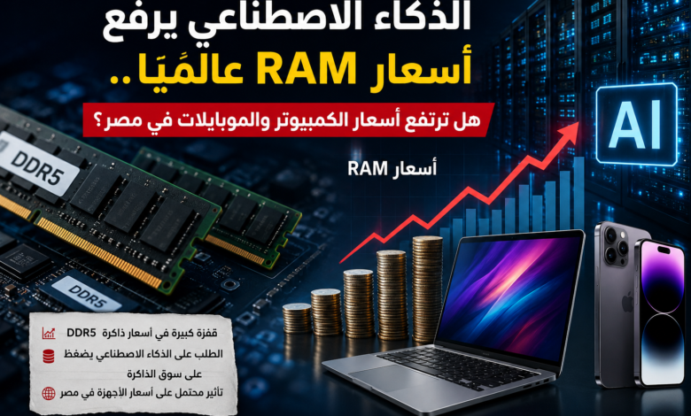الذكاء الاصطناعي يرفع أسعار RAM عالميًا.. هل ترتفع أسعار الكمبيوتر والموبايلات في مصر؟