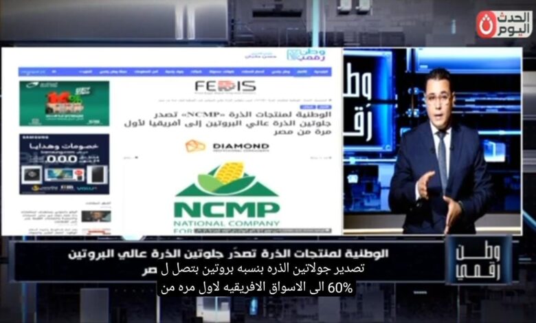 "وطن رقمي" يكشف تفاصيل أول شحنة جلوتين ذرة عالي البروتين من مصر إلى الأسواق الأفريقية